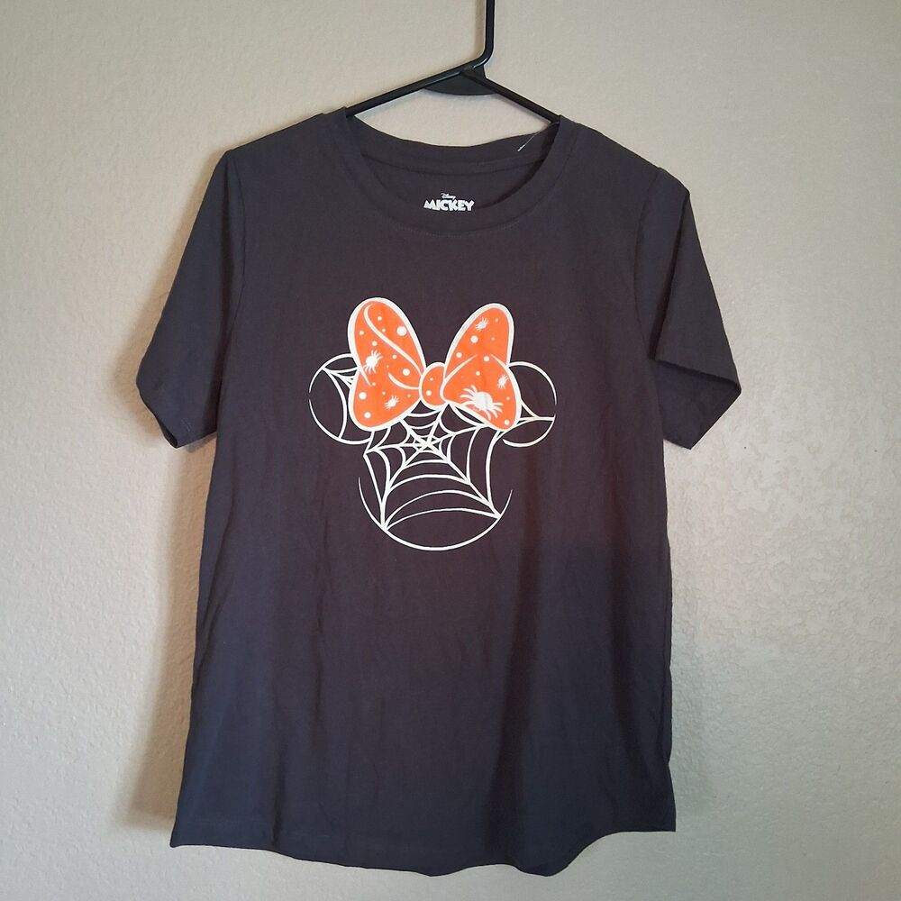 Disney Minnie Mouse Spiderweb Halloween Graphic T-Shirt Medium Spooky Season